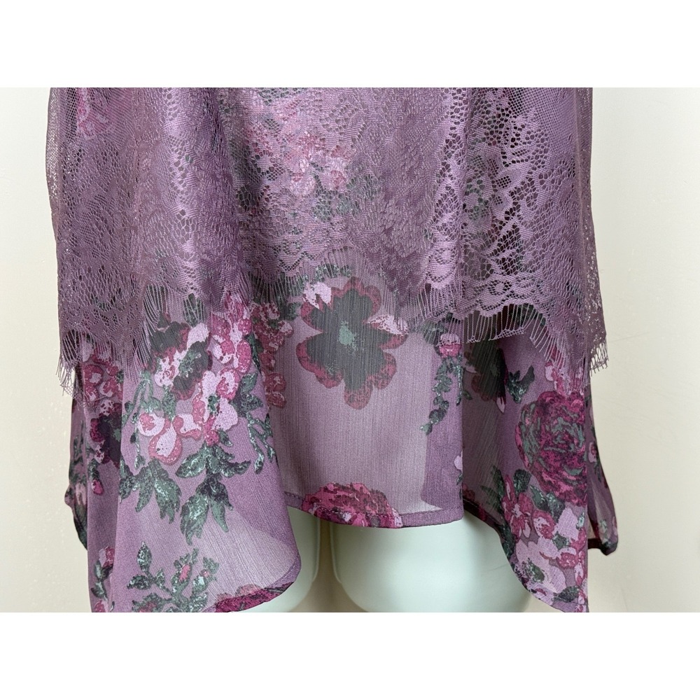 Mudd Tank Top Womens Sheer Layered Size S Purple Floral Fairy Festival Boho Y2K - Picture 9 of 16